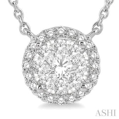 1 ctw Circular Round Cut Diamond Lovebright Necklace in 14K White Gold