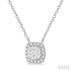 1/6 Ctw Cushion Shape Lovebright Diamond Necklace in 14K White Gold