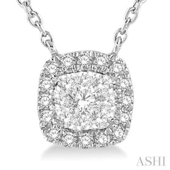 1/6 Ctw Cushion Shape Lovebright Diamond Necklace in 14K White Gold