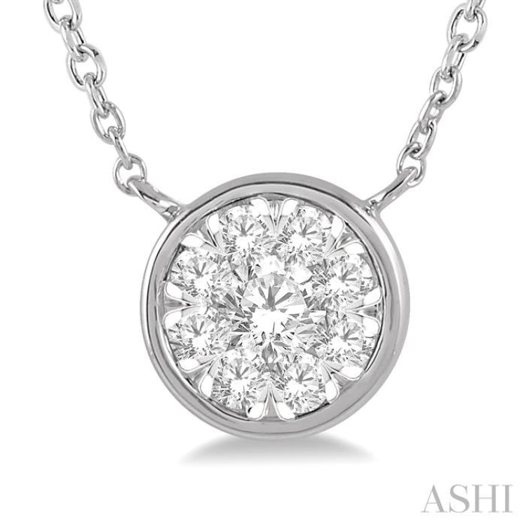 1/4 Ctw Round Shape Lovebright Diamond Necklace in 14K White Gold