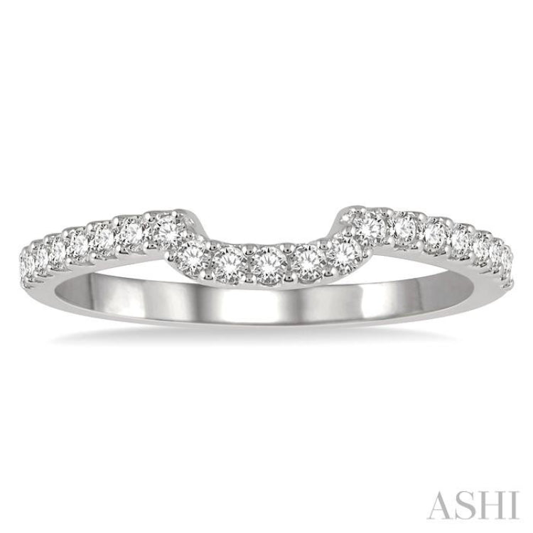 1/4 Ctw U-Shape Center Round Cut Diamond Wedding Band in 14K White Gold