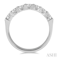 1 Ctw Round Cut Diamond 7 Stone Wedding Band in 14K White Gold