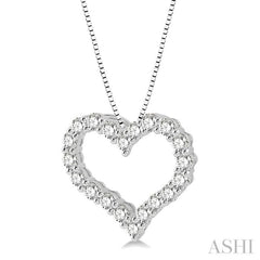 1 Ctw Heart Shape Round Cut Diamond Pendant With Chain in 14K  White Gold