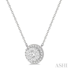 1/2 ctw Circular Round Cut Diamond Lovebright Necklace in 14K White Gold