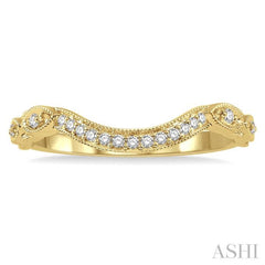 1/10 ctw Arched Center Marquise lattice Round Cut Diamond Wedding Band in 14K Yellow Gold