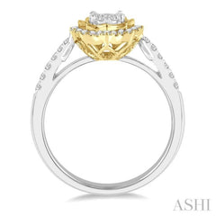 1/3 ctw Star Shape Lovebright Round Cut Diamond Ring in 14K White and Yellow Gold