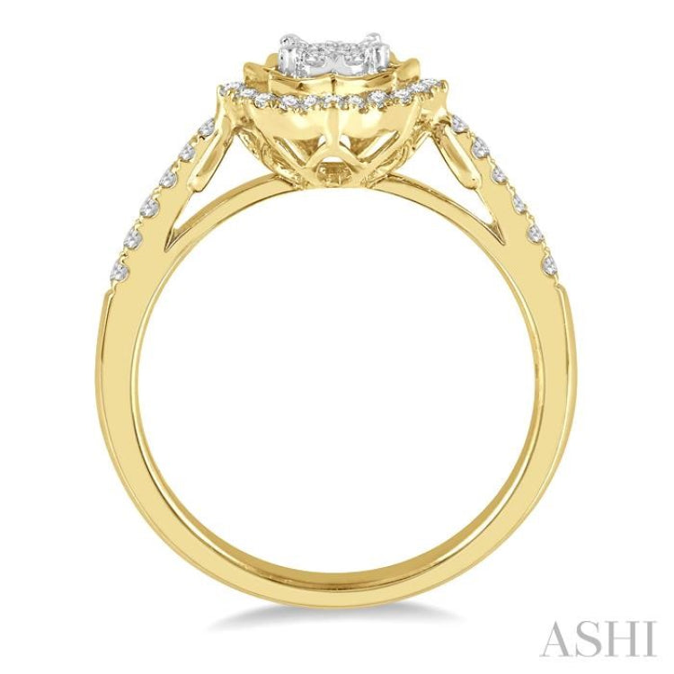 1/3 Ctw Star Shape Lovebright Round Cut Diamond Ring in 14K Yellow and White Gold