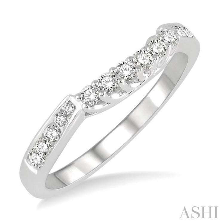 1/3 ctw Straight Row Round Cut Diamond Wedding Band in 14K White Gold