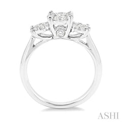 3/4 ctw Triple Circular Head Lovebright Round Cut Diamond Ring in 14K White Gold