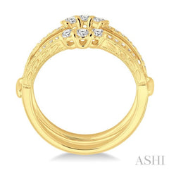 1/2 Ctw Round Cut Diamond Insert Ring in 14K Yellow Gold.