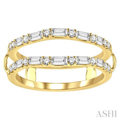 1/2 Ctw Baguette and Round Cut Diamond Insert Ring in 14K Yellow Gold