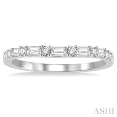 1/3 ctw Baguette and Round Cut Diamond Wedding Band in 14K White Gold