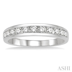 1/2 ctw Channel Set 11 Stone Round Cut Diamond Wedding Band in 14K White Gold