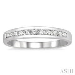 1/4 ctw Channel Set 11 Stone Round Cut Diamond Wedding Band in 14K White Gold