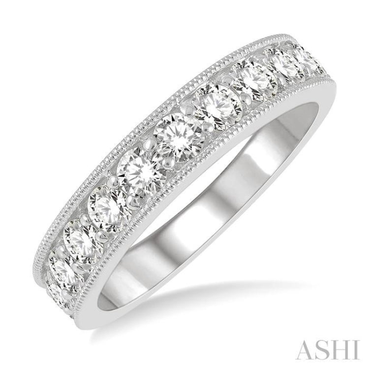 1 Ctw Round Cut Diamond Wedding Band in 14K White Gold