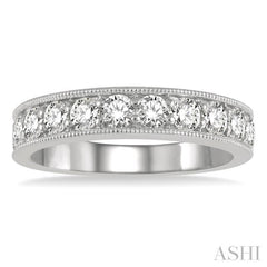 1 Ctw Round Cut Diamond Wedding Band in 14K White Gold