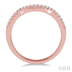 1/6 ctw Crescent Round Cut Diamond Wedding Band in 14K Rose Gold