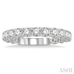 1 Ctw Round Cut Diamond Wedding Band in 14K White Gold