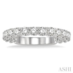 3/4 ctw Lattice Round Cut Diamond Wedding Band in 14K White Gold