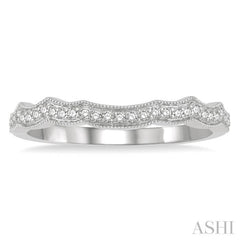 1/8 ctw Wave Lattice Round Cut Diamond Wedding Band in 14K White Gold