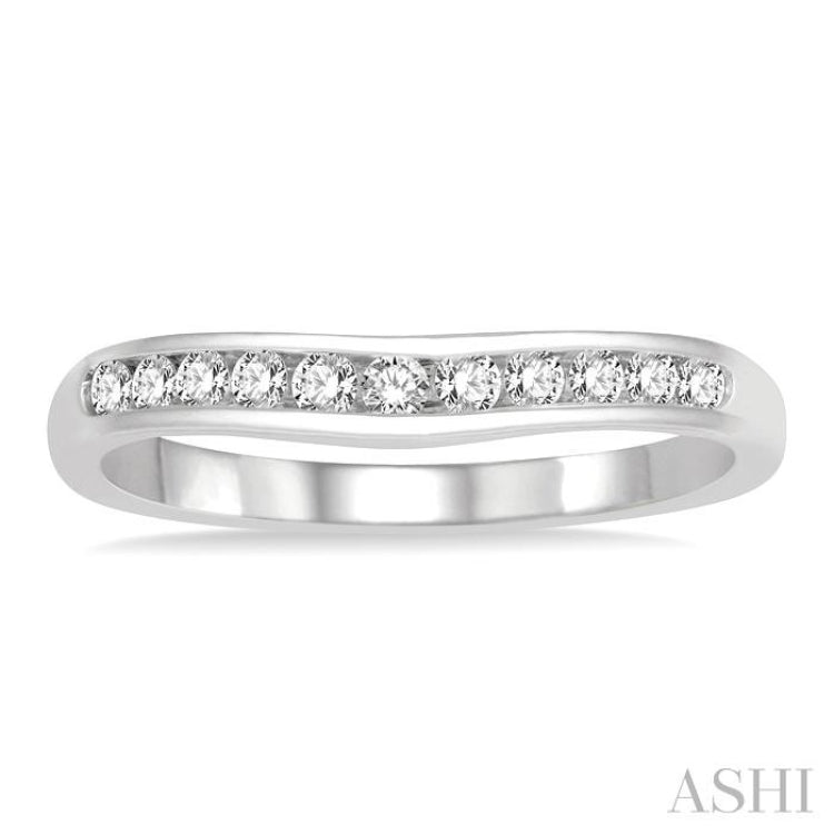 1/4 Ctw Round Cut Diamond Inlay Wedding Band in 14K White Gold