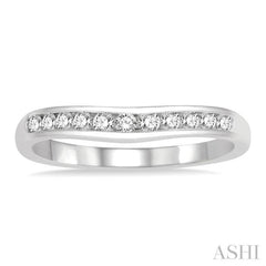 1/4 Ctw Round Cut Diamond Inlay Wedding Band in 14K White Gold