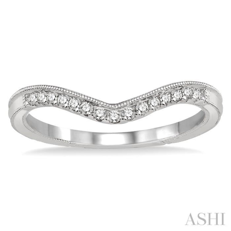 1/10 Ctw Round Cut Diamond Wedding Band in 14K White Gold