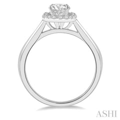 1/3 Ctw Cushion Shape Halo Diamond Engagement Ring With 1/4 ct Round Cut Diamond Center Stone in 14K White Gold