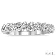 1/10 Ctw Leaf Motif Round Cut Diamond Stackable Band in 14K White Gold