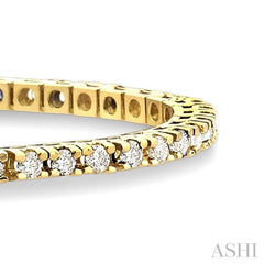 4 Ctw Square Shape Round Cut Diamond Tennis Bracelet in 14K Yellow Gold