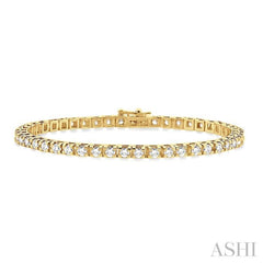 5 Ctw Square Shape Round Cut Diamond Tennis Bracelet in 14K Yellow Gold