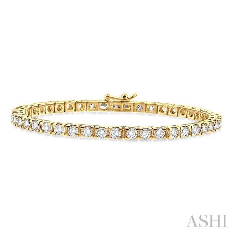 6 Ctw Square Shape Round Cut Diamond Tennis Bracelet in 14K Yellow Gold