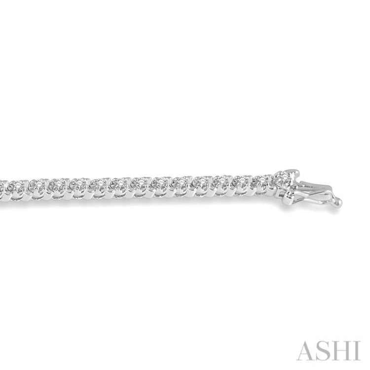 1 Ctw Round Cut Diamond Tennis Tulip Bracelet in 14K White Gold