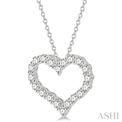 1 1/2 ctw Heart Shape Round Cut Diamond Pendant With Chain in 14K White Gold