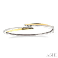 1/6 Ctw Three Stone Round Cut Diamond Bangle in 14K White and Yellow Gold