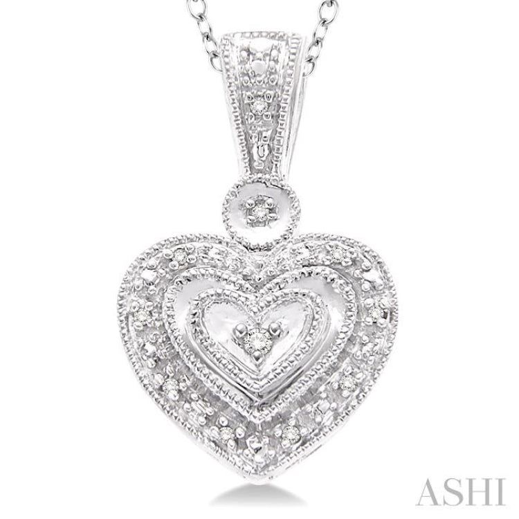 1/20 Ctw Heart Shape Single Cut Diamond Pendant in Sterling Silver with Chain