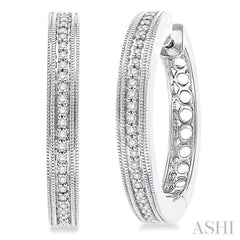 1/4 Ctw Single Cut Diamond Hoop Earrings in Sterling Silver