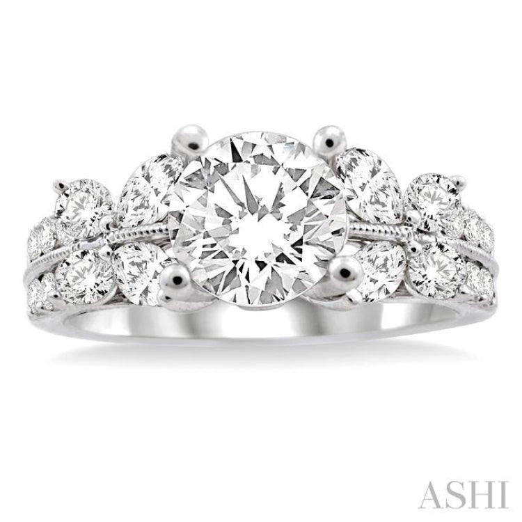 1 Ctw Diamond Semi-Mount Engagement Ring in 14K White Gold