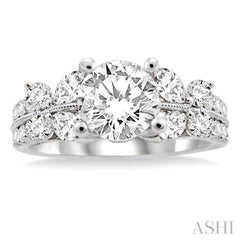 1 Ctw Diamond Semi-Mount Engagement Ring in 14K White Gold