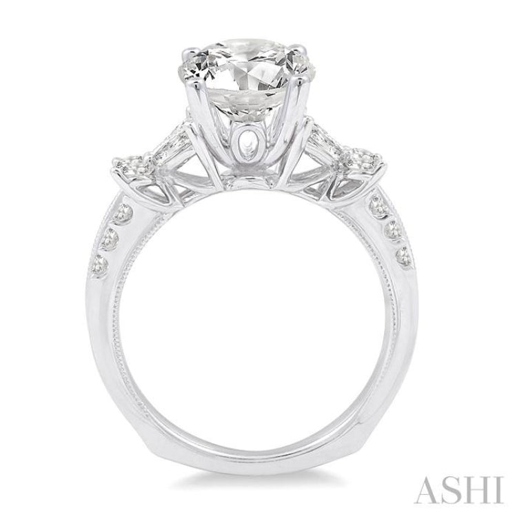 1 Ctw Diamond Semi-Mount Engagement Ring in 14K White Gold