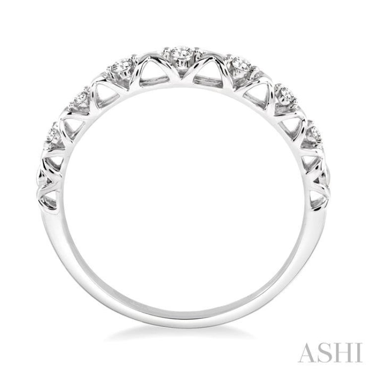 1/20 Ctw Round Cut Diamond Wedding Band in 14K White Gold