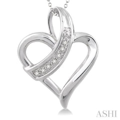 1/20 Ctw Single Cut Diamond Heart Pendant in Sterling Silver with Chain