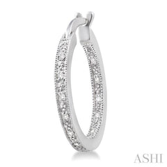 1/10 Ctw Single Cut Diamond Hoop Earrings in Sterling Silver