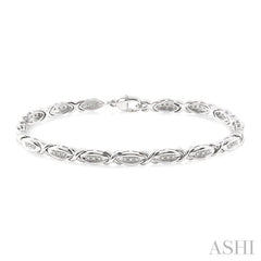 1/6 Ctw 'X' Shape Single Cut Diamond Bracelet in Sterling Silver