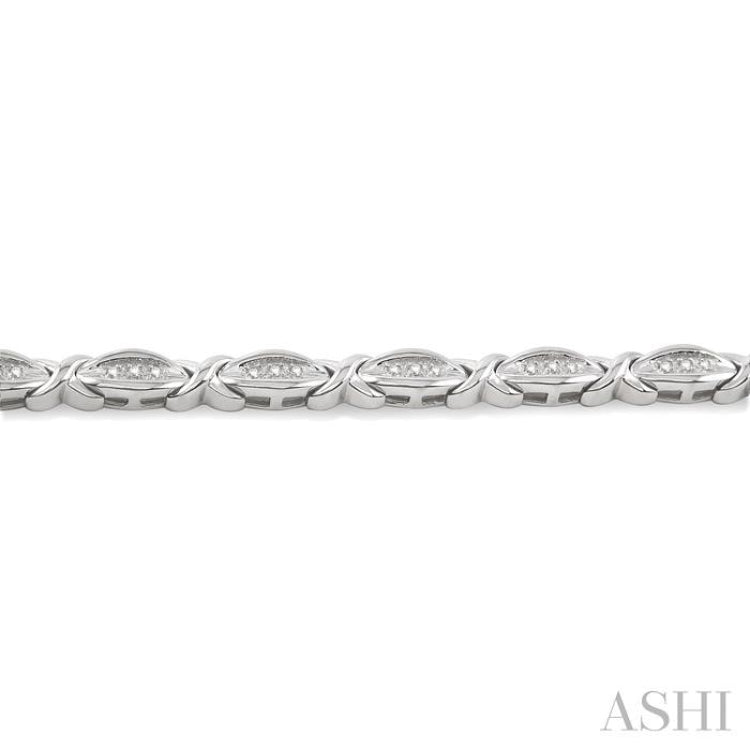 1/6 Ctw 'X' Shape Single Cut Diamond Bracelet in Sterling Silver