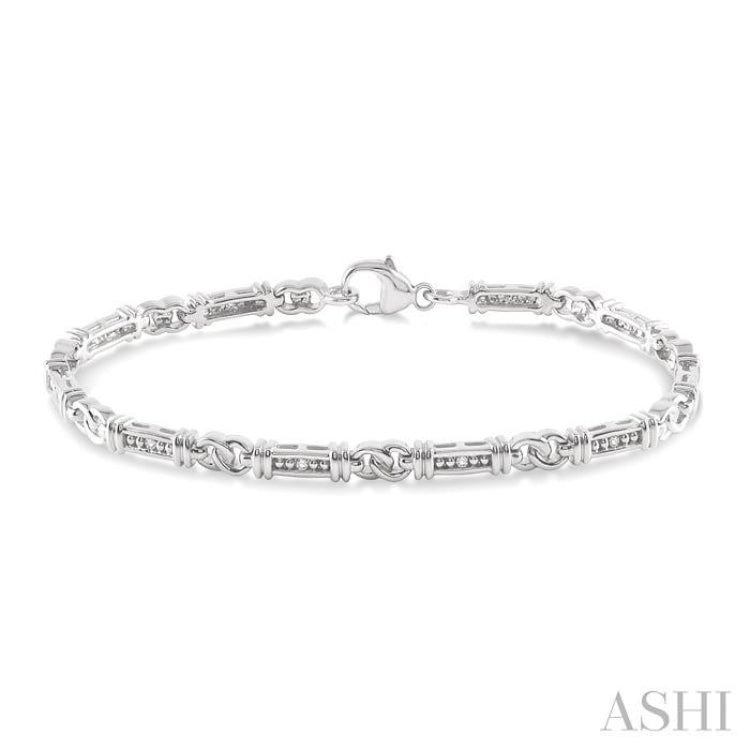 1/10 Ctw Knot Shape Single Cut Diamond Link Bracelet in Sterling Silver