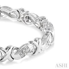 1/6 Ctw Single Cut Diamond 'X' Link Bracelet in Sterling Silver