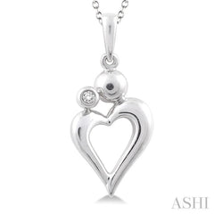 1/50 Ctw Round Cut Diamond Heart Pendant in Sterling Silver with Chain