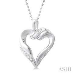 1/20 Ctw Single Cut Diamond Heart Pendant in Sterling Silver with Chain