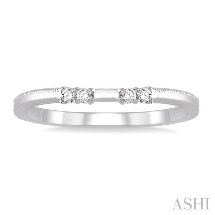 1/10 Ctw Round Cut Diamond Wedding Band in 14K White Gold